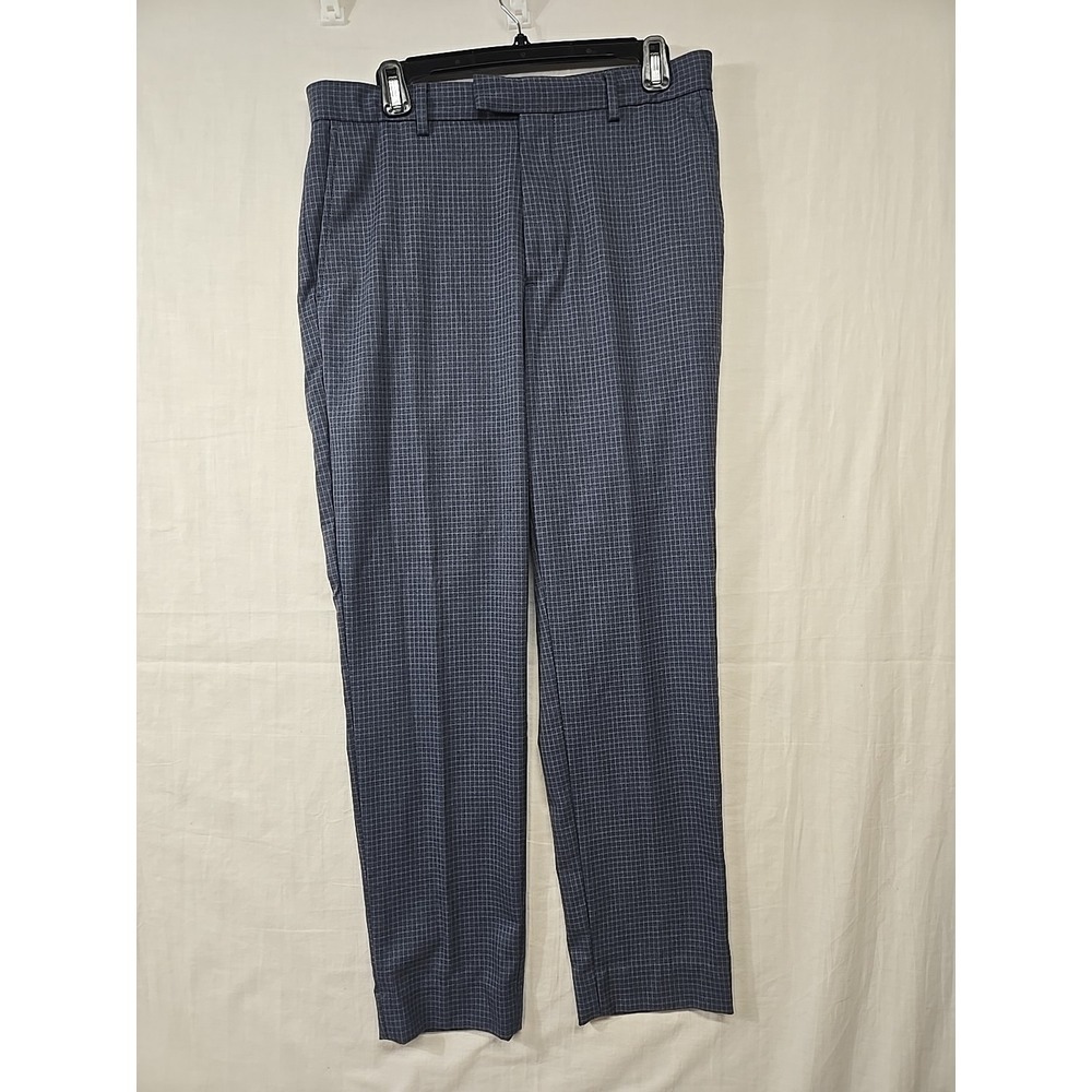 BANANA REPUBLIC Slim Fit Stretch Blue Gray Check Dress Pants Men's 32x30 (32×29)